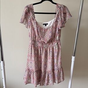 As U Wish Pink Paisley Ruffle Mini Dress